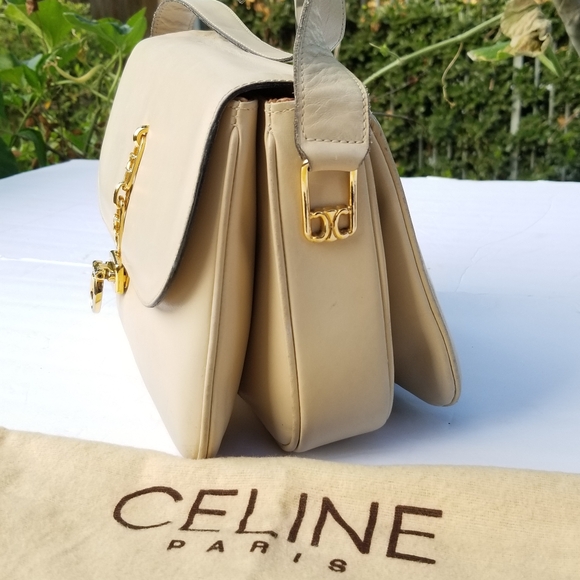 Vintage Rare CÉLINE TRIOMPHE Box Calf saddle shoulder crossbody handbag - Picture 4 of 16